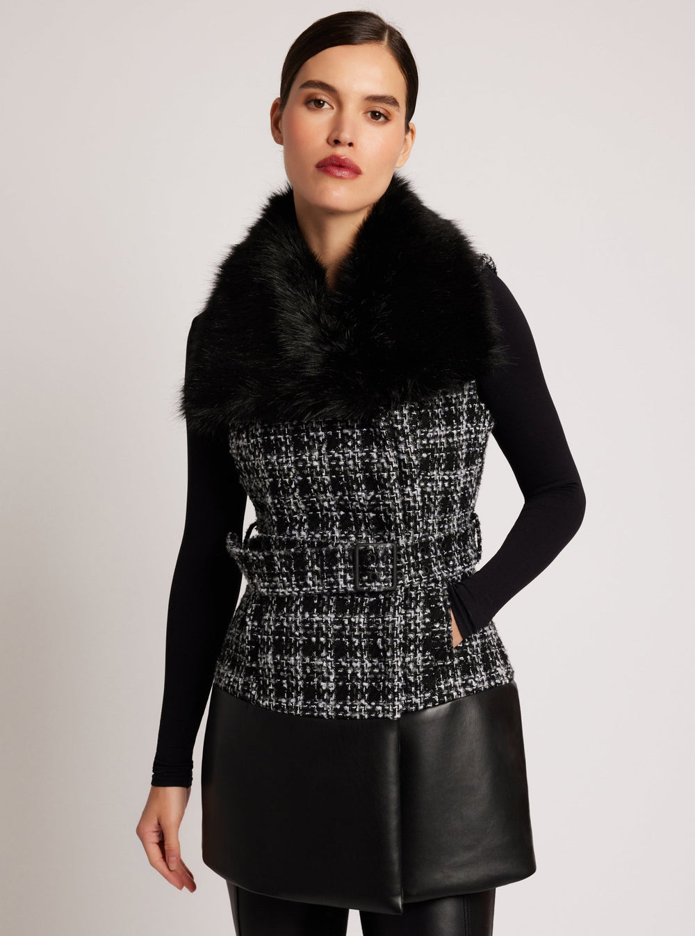Irina Boucle Long Vest - Blanc Noir Online Store