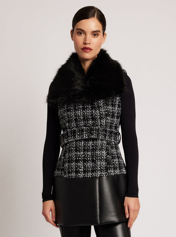 Irina Boucle Long Vest - Blanc Noir Online Store
