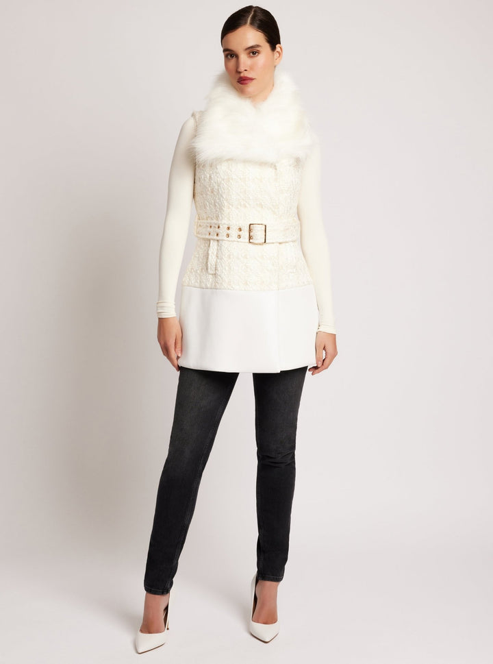 Irina Boucle Long Vest Gold Trim - Blanc Noir Online Store
