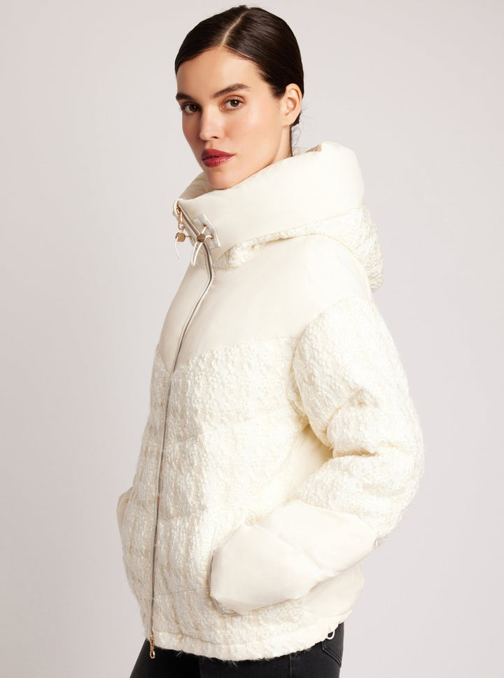 Irina Boucle Puffer Gold Trims Down Filled - Blanc Noir Online Store