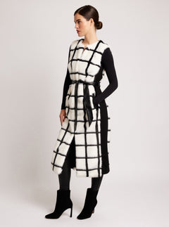 Katerina Faux Fur Sleeveless Maxi Vest - Blanc Noir Online Store