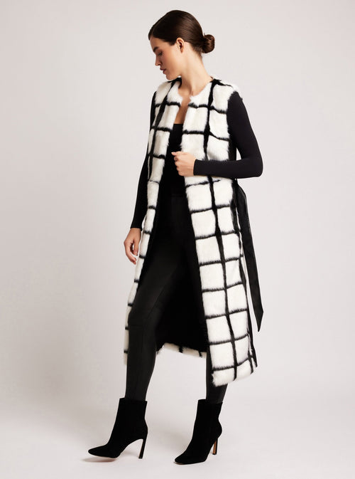 Katerina Faux Fur Sleeveless Maxi Vest - Blanc Noir Online Store