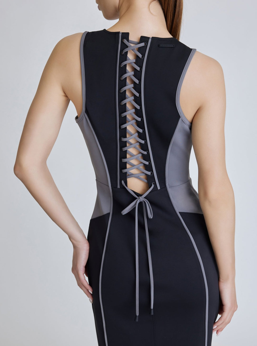 Lace Back Dress - Black Colorblock - Blanc Noir Online Store