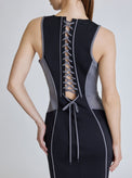 Lace Back Dress - Black Colorblock - Blanc Noir Online Store
