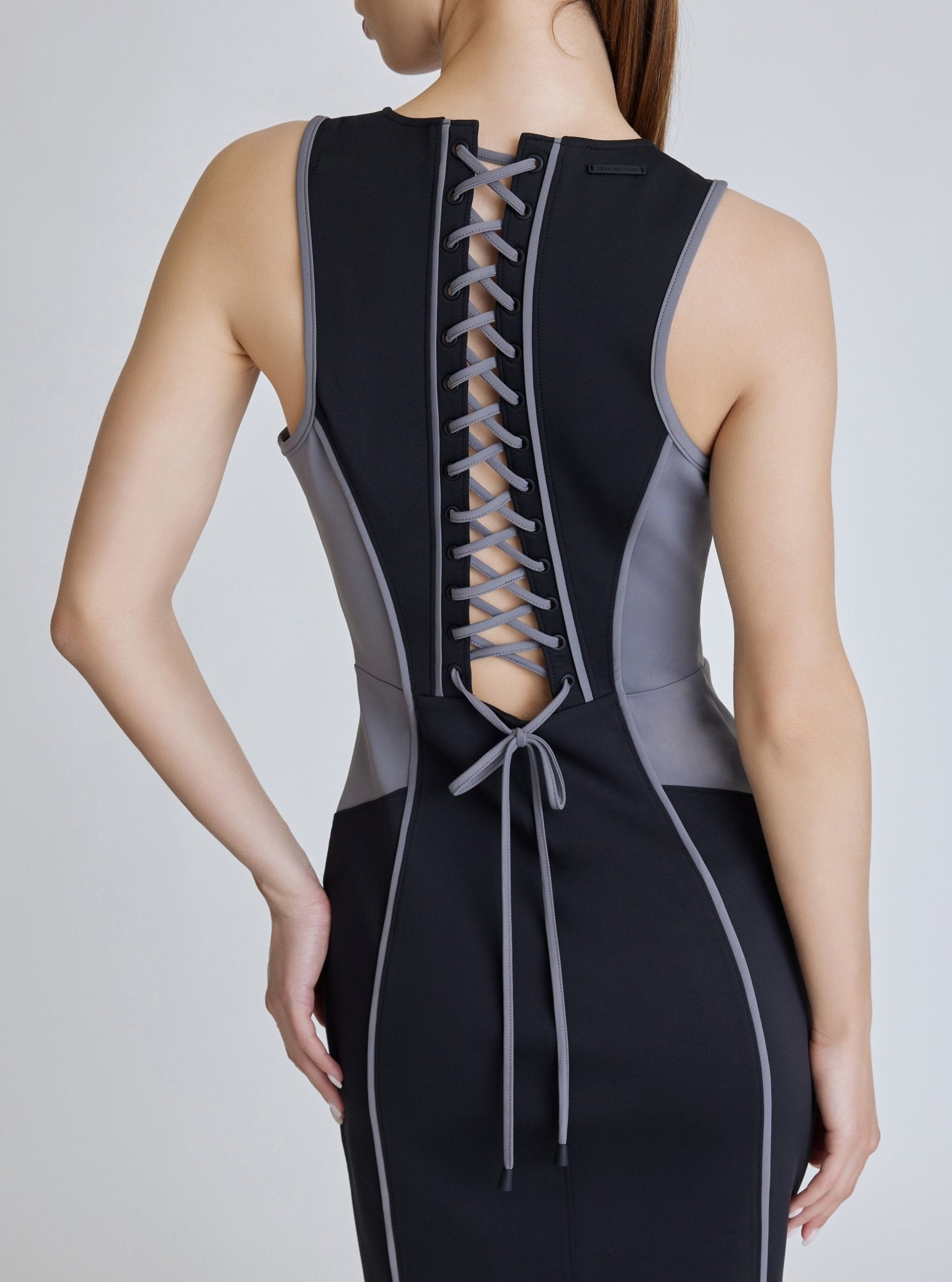 Lace Back Dress - Black Colorblock - Blanc Noir Online Store