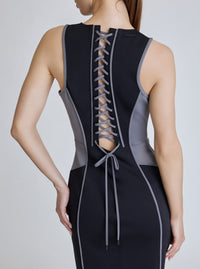 Lace Back Dress - Black Colorblock - Blanc Noir Online Store