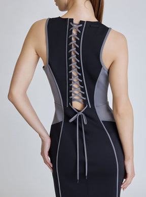 Lace Back Dress - Black Colorblock - Blanc Noir Online Store