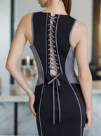 Lace Back Dress - Black Colorblock