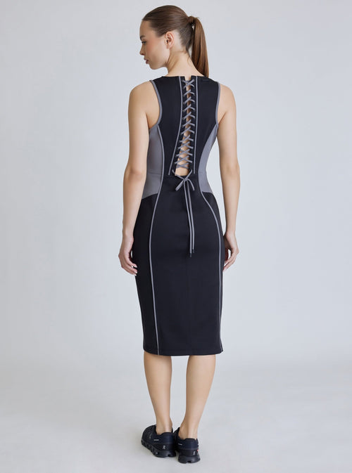Lace Back Dress - Black Colorblock - Blanc Noir Online Store