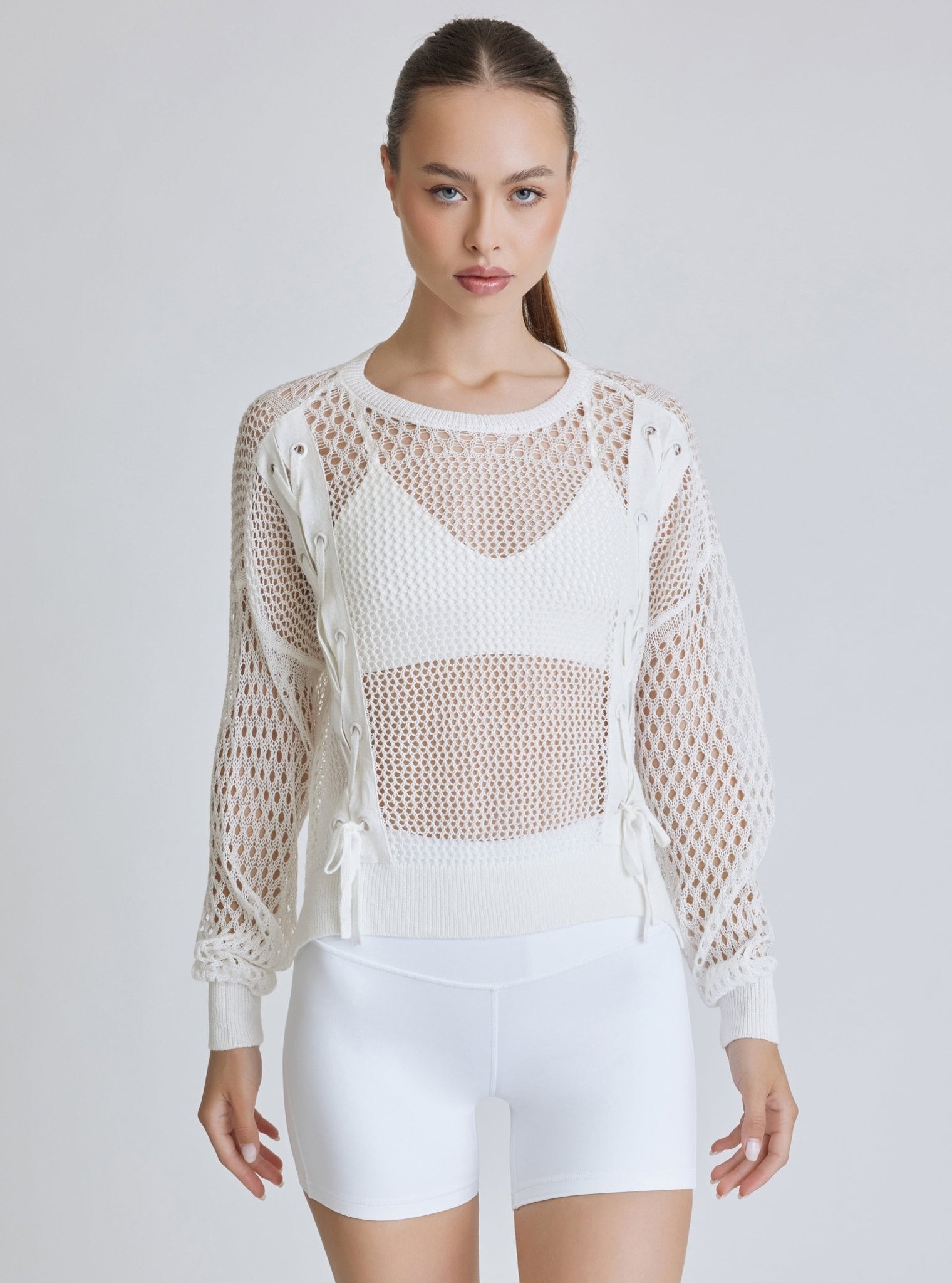 LACE UP SWEATSHIRT - Blanc Noir Online Store