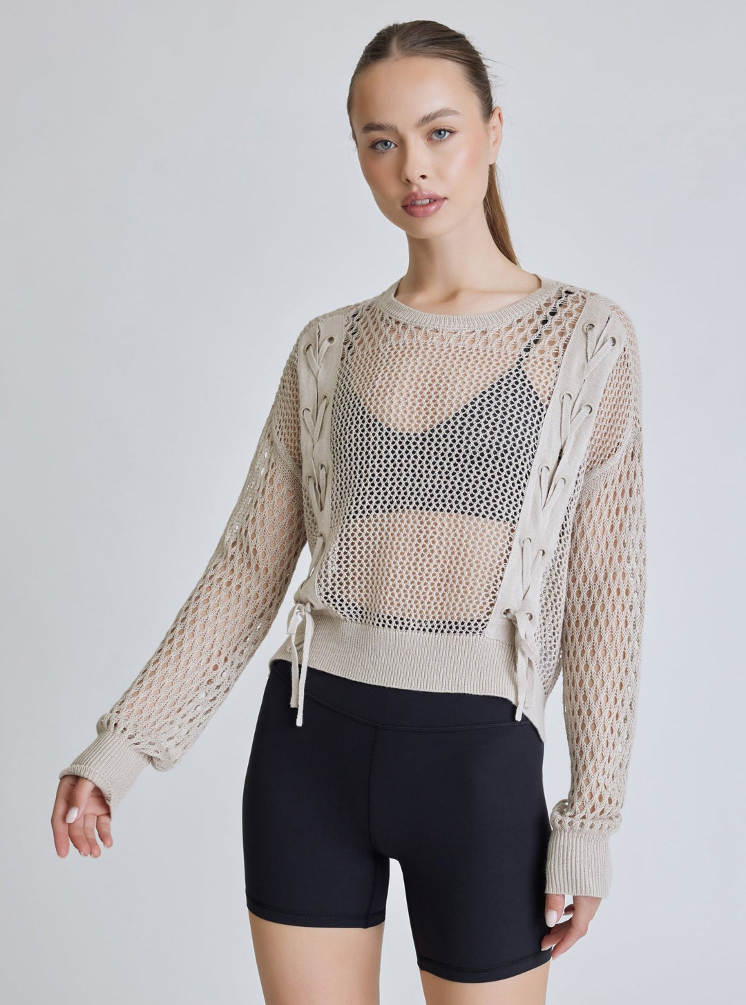 LACE UP SWEATSHIRT - Blanc Noir Online Store