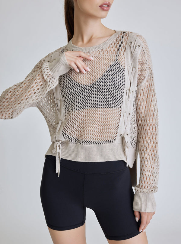 LACE UP SWEATSHIRT - Blanc Noir Online Store