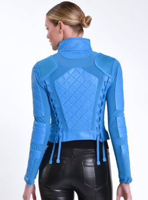 Leather Moto Mesh Jacket - Blanc Noir Online Store