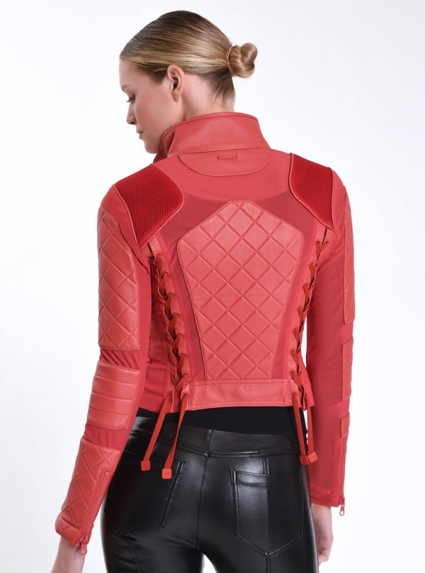 Leather Moto Mesh Jacket - Blanc Noir Online Store