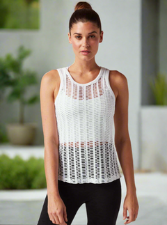 Linear Mesh Tank Top White - Blanc Noir Online Store