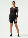 LINEAR MESH TOP LONG SLEEVE - Blanc Noir Online Store