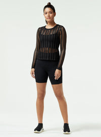 LINEAR MESH TOP LONG SLEEVE - Blanc Noir Online Store