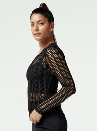 LINEAR MESH TOP LONG SLEEVE - Blanc Noir Online Store