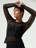 LINEAR MESH TOP LONG SLEEVE - Blanc Noir Online Store