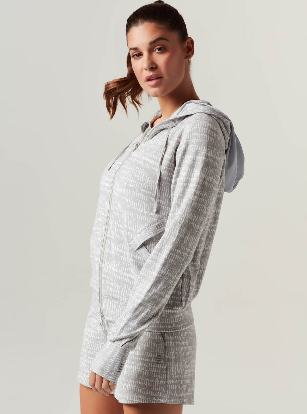 LUXE FLEECE ZIP FRONT HOODIE - Blanc Noir Online Store