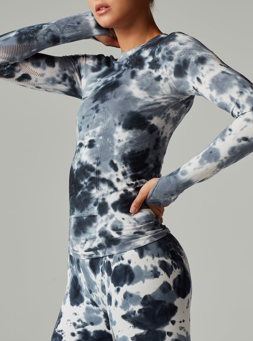 Magnetic Compression Top LS Grey Tie Dye - Blanc Noir Online Store