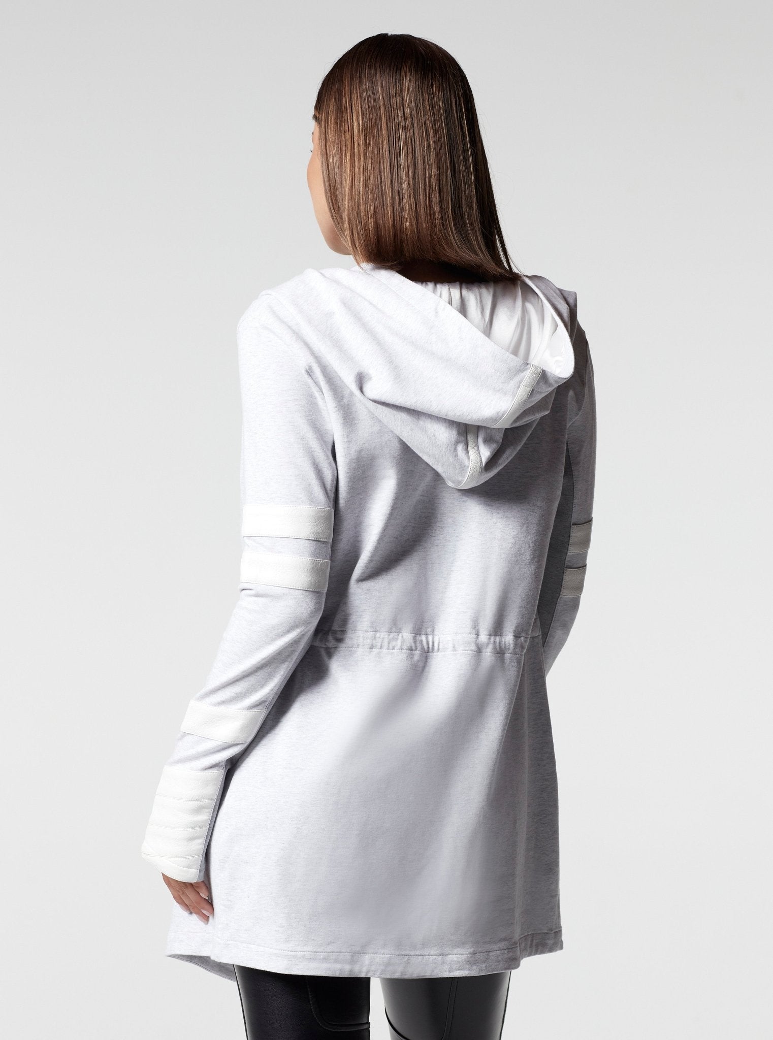 エムミーエメ Blanc noir hooded long coat Asym Hooded Moto - Blanc Noir Online Store
