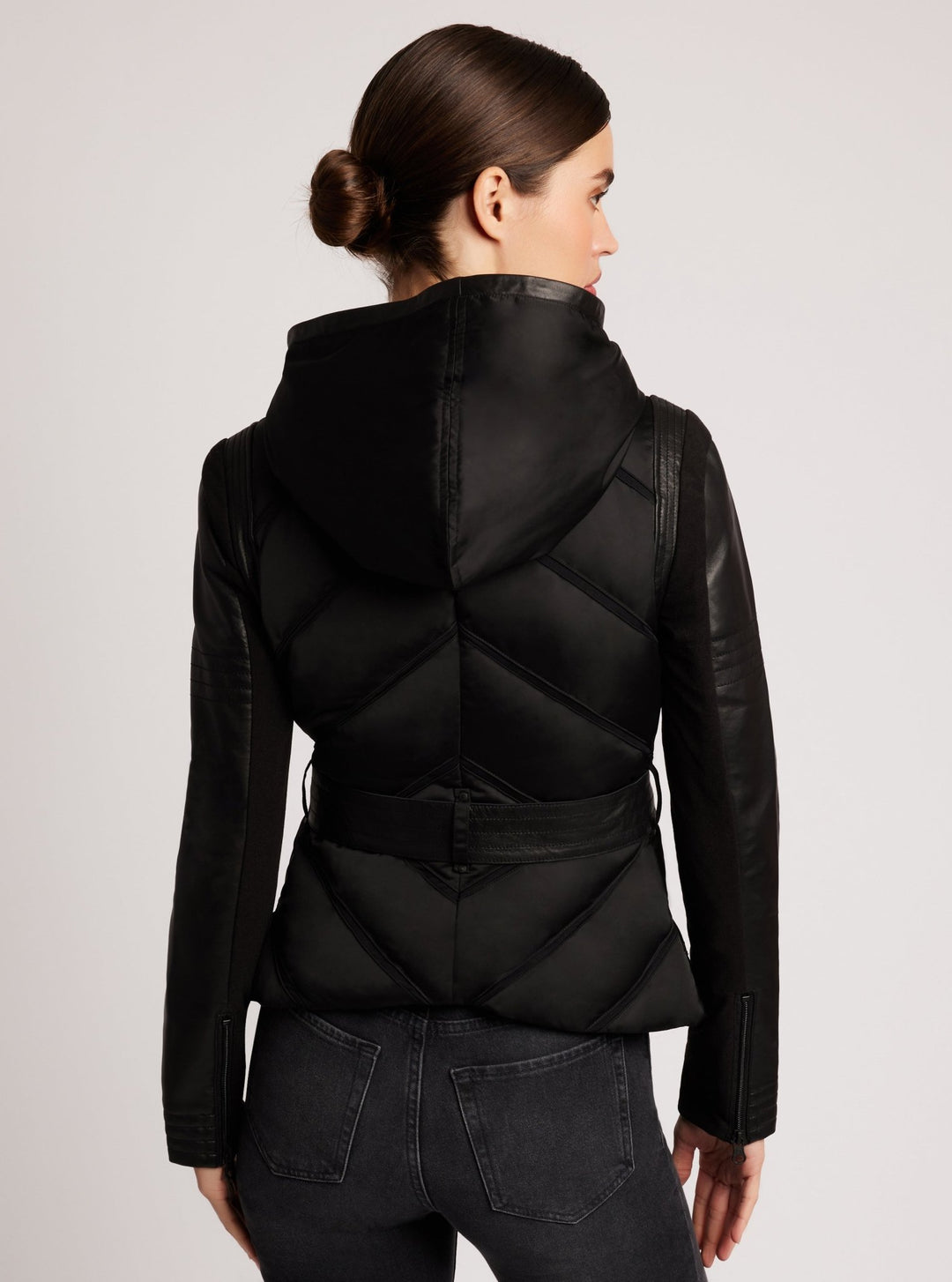 Mesh Inset Hooded Puffer - Down Filled - Blanc Noir Online Store