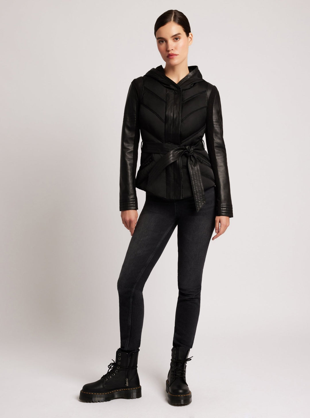 Mesh Inset Hooded Puffer - Down Filled - Blanc Noir Online Store