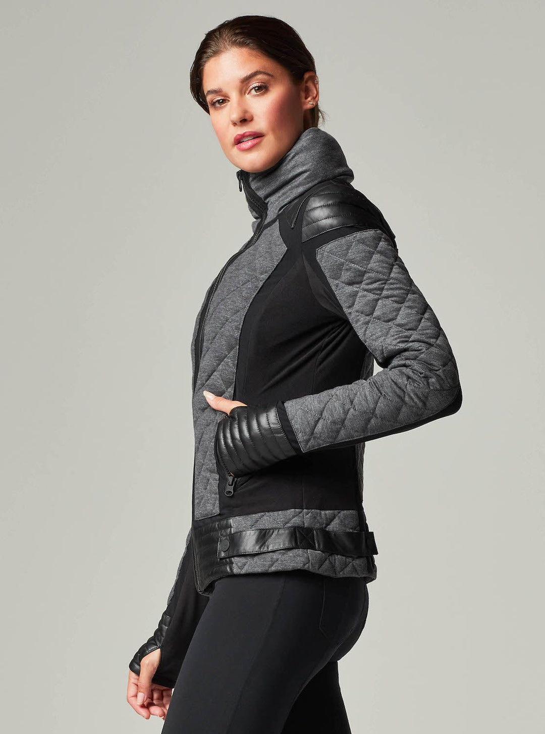 Mesh Inset Moto Puffer - Down Filled - Blanc Noir Online Store