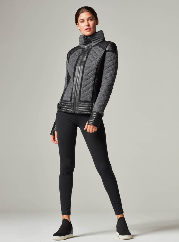Mesh Inset Moto Puffer - Down Filled - Blanc Noir Online Store