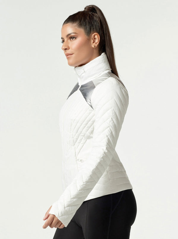 METALLIC MOTION PANEL ZIP PUFFER - Down Filled - FINAL SALE - Blanc Noir Online Store