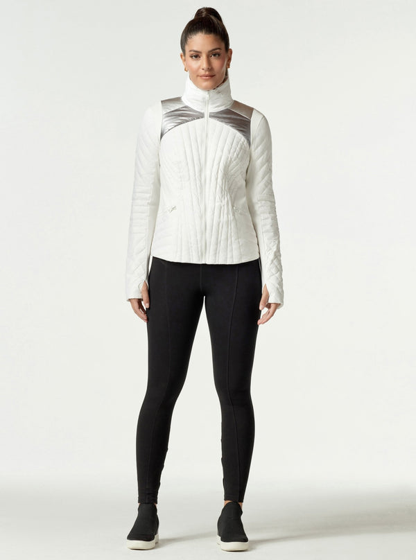 METALLIC MOTION PANEL ZIP PUFFER - Down Filled - FINAL SALE - Blanc Noir Online Store