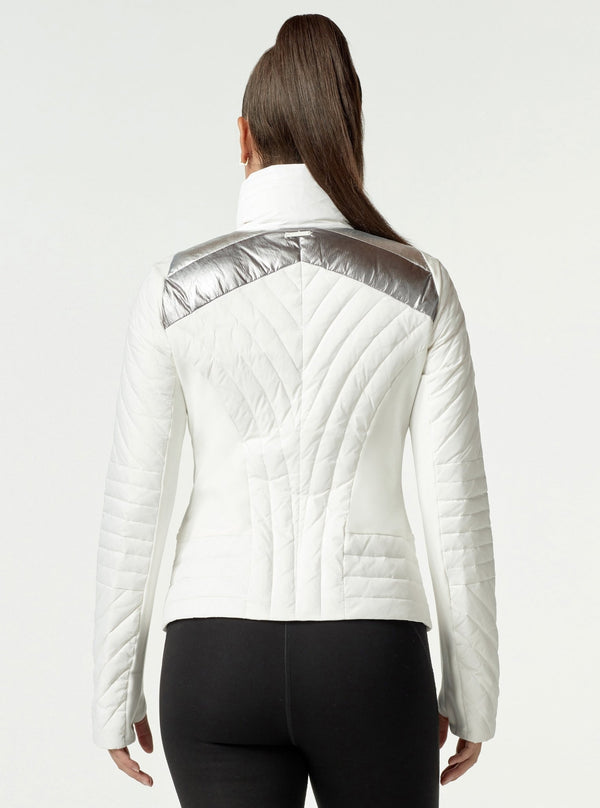 METALLIC MOTION PANEL ZIP PUFFER - Down Filled - FINAL SALE - Blanc Noir Online Store