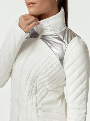METALLIC MOTION PANEL ZIP PUFFER - Down Filled - FINAL SALE - Blanc Noir Online Store