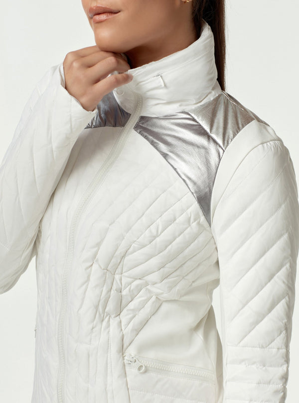 METALLIC MOTION PANEL ZIP PUFFER - Down Filled - FINAL SALE - Blanc Noir Online Store
