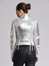 Metallic Moto Mesh Jacket - Blanc Noir Online Store