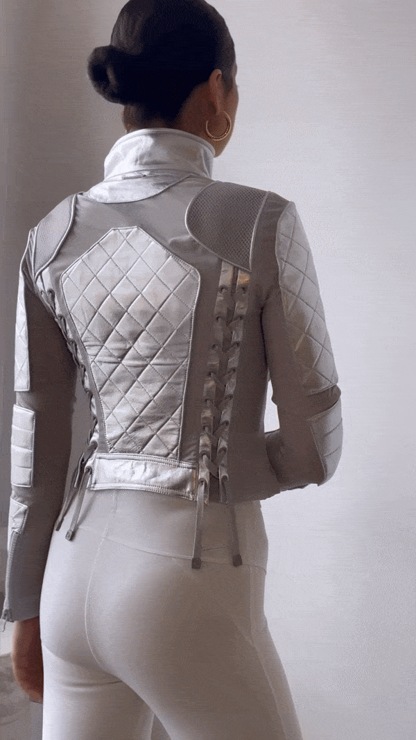 Metallic Moto Mesh Jacket - Blanc Noir Online Store