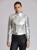 Metallic Moto Mesh Jacket - Blanc Noir Online Store
