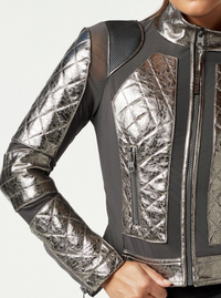 Metallic Moto Mesh Jacket - Gunmetal - Blanc Noir Online Store