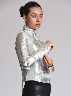 Metallic Moto Mesh Jacket - Blanc Noir Online Store