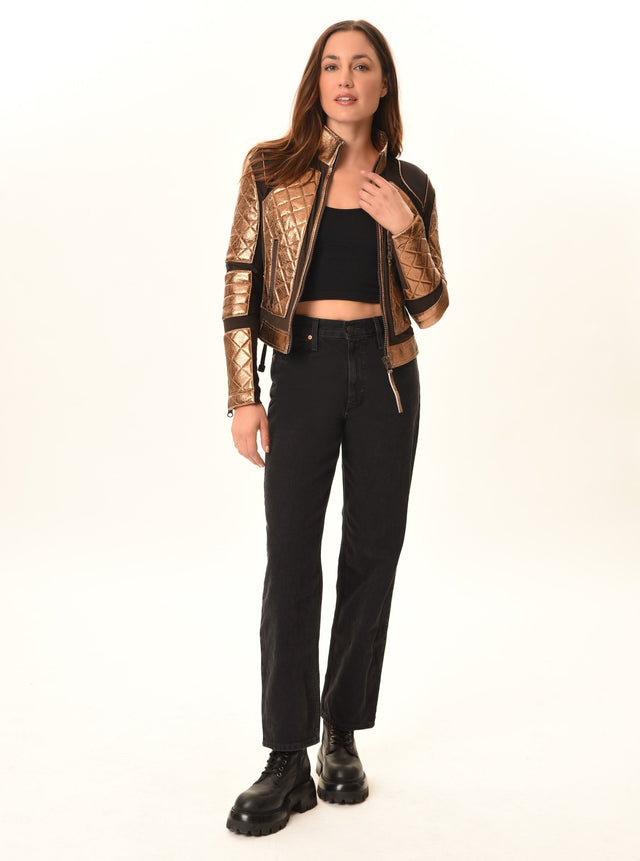 Metallic Moto Mesh Jacket - Blanc Noir Online Store