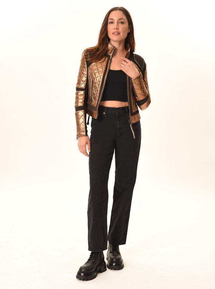 Metallic Moto Mesh Jacket - Blanc Noir Online Store