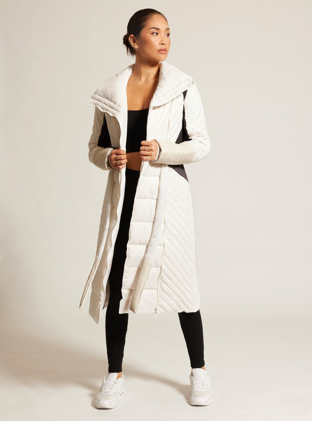 Motion Panel Down Filled Maxi Coat - Blanc Noir Online Store