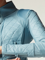 Leather Moto Mesh Jacket - Sky Blue - Blanc Noir Online Store