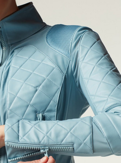 Leather Moto Mesh Jacket - Sky Blue - Blanc Noir Online Store