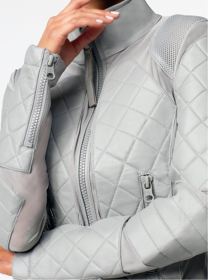 Classic Leather Mesh Moto Jacket - Sharkskin - Blanc Noir Online Store