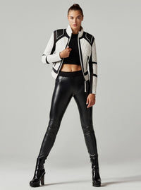 Moto Jacket Black and White Colorblock - Blanc Noir Online Store