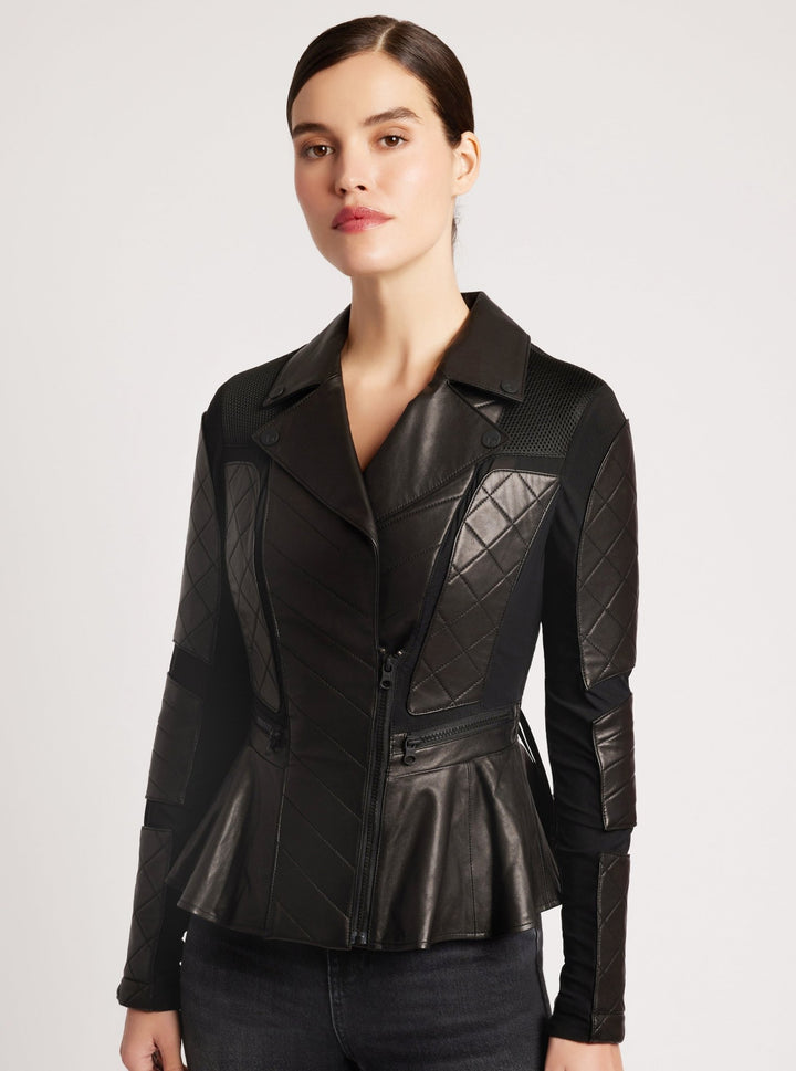 Moto Mesh Peplum Jacket - Blanc Noir Online Store