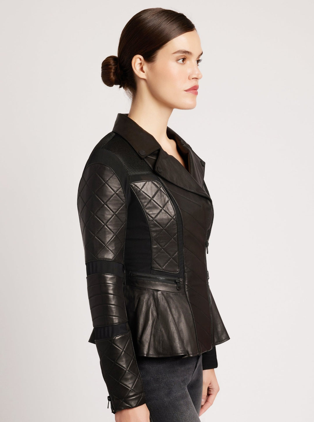 Moto Mesh Peplum Jacket - Blanc Noir Online Store