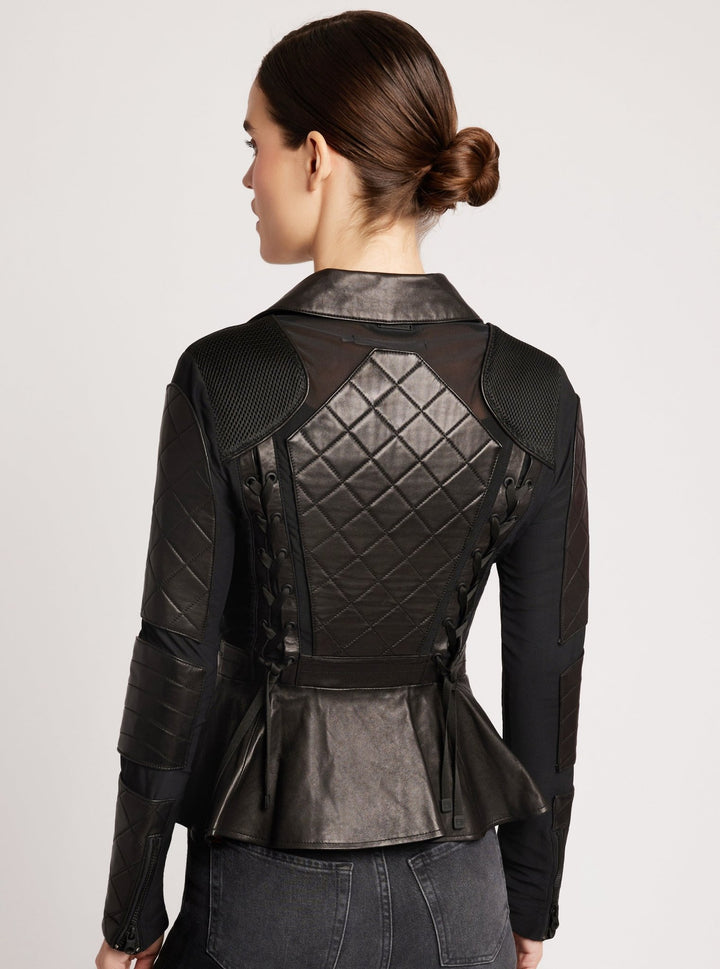 Moto Mesh Peplum Jacket - Blanc Noir Online Store